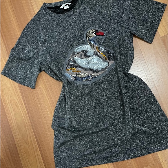 H&M | Dresses | Hm Metallic Silver Embellished Dress | Poshmark